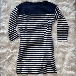 Striped Boat Neck Long Sleeve Dress